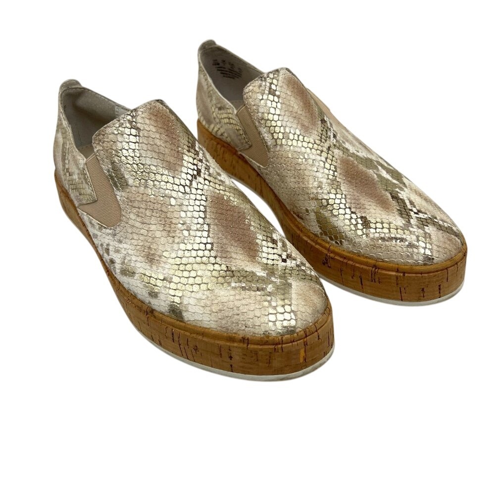 Franco Sarto A-Daine Leather Slip-on‎ Shoes Metallic Reptile/Snake Print SZ 10
